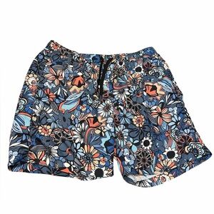 Onia Floral Swim Trunks Size XL Blue Multicolor Print Beach Shorts